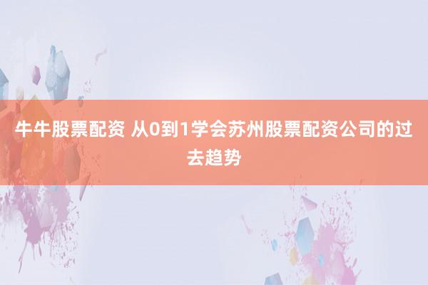 牛牛股票配资 从0到1学会苏州股票配资公司的过去趋势