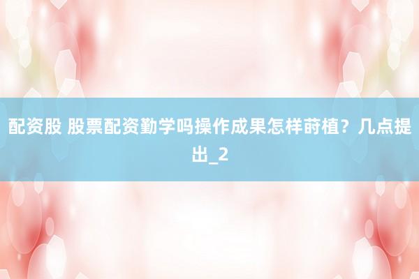 配资股 股票配资勤学吗操作成果怎样莳植？几点提出_2