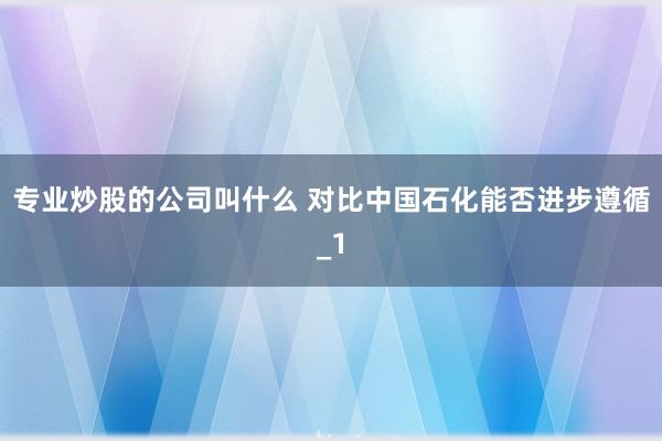 专业炒股的公司叫什么 对比中国石化能否进步遵循_1