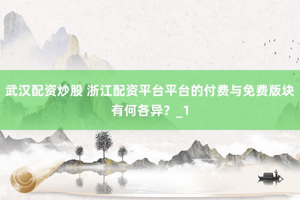 武汉配资炒股 浙江配资平台平台的付费与免费版块有何各异？_1